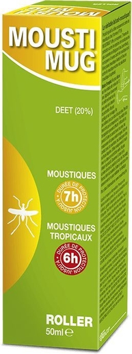 Moustimug 20% Deet Roller 50ml | Anti-moustiques - Insectes - Répulsifs 