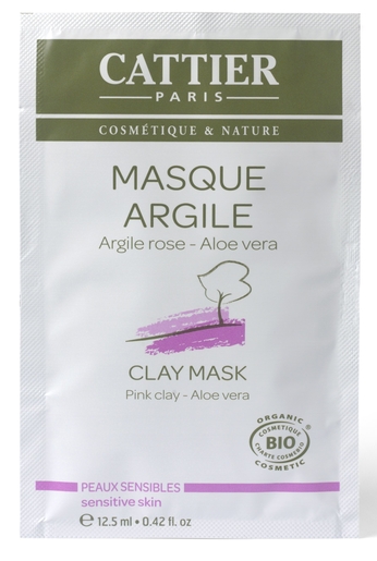 Cattier Masque Argile Rose &amp; Aloe Vera Bio 12,5ml | Masque