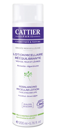 Cattier Lotion Micellaire Réequilibrante Noisette &amp; Algue Brune Bio 200ml | Démaquillants - Nettoyage