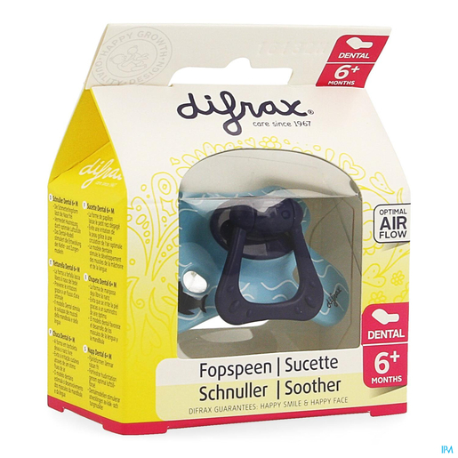 Difrax Sucette Silicone Dental+anneau Boy +6m 800 | Sucettes