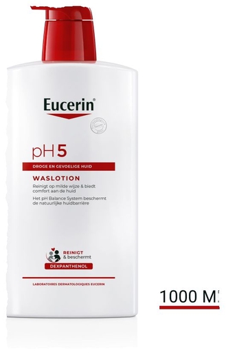Eucerin pH5 Waslotion Droge en Gevoelige Huid met pomp Gezicht en Lichaam 1000ml | Bad - Douche