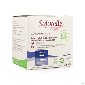 Saforelle Coton Protect Serviettes Hygiéniques Nuit 10