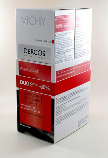 Vichy Dercos Duo Shampooing Energisant 2x200ml (2ème à - 50%) | Chute des cheveux