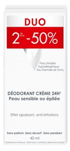 Vichy Déodorant Crème Peau Très Sensible Ou Epilee 2x40ml (2ème produit à - 50%)