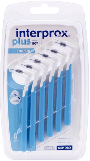 Interprox Plus 6 Borstels voor tussen de tanden Conical 1.3mm | Tandfloss - Interdentale borsteltjes