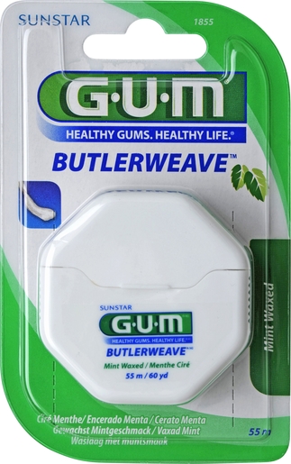 GUM Butlerweave Mint Waxed 55 m | Fil dentaire - Brossette interdentaire