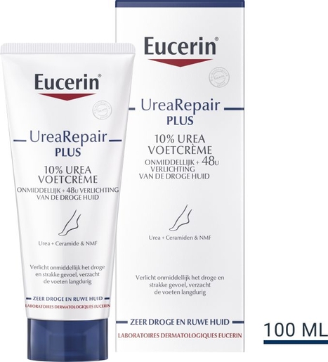 Eucerin UreaRepair Plus 10% Urea Voetcrème Zeer Droge en Ruwe Huid Tube 100ml | Eelt - Likdoorns - Eksterogen