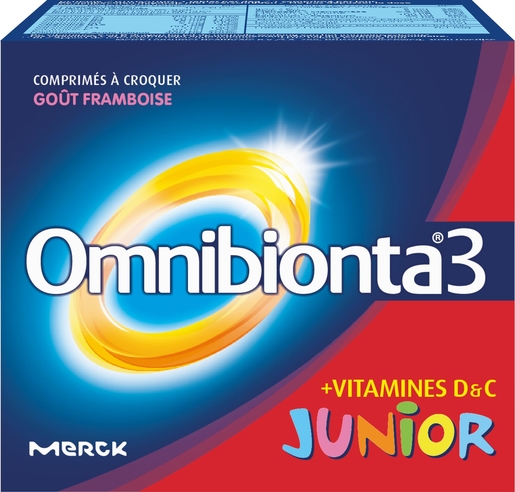 Omnibionta-3 Junior 30 Comprimés à Croquer Framboise | Multivitamines