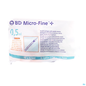 BD Micro-Fine+ Seringues à Insuline 0,5ml (29Gx12,7mm) 10 Pièces