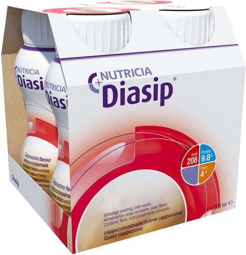 Diasip Cappuccino flesje 4x200ml | Voor diabetici