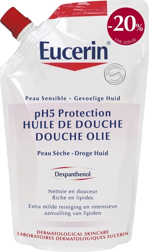 Eucerin pH5 Peau Sensible Huile de Douche Recharge 400ml (prix découverte -20%) | Bain - Douche