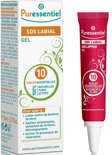 Puressentiel Sos Lippengel 10 Essentiële Oliën 5ml | Koortsblaasjes - Herpes labialis