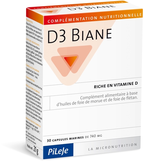D3 Biane 30 Capsules x740mg | Vitamines D