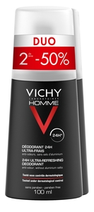 Vichy Homme Déodorant Ulra-Frais Vapo 2x100ml (2ème produit à - 50%)