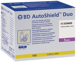 BD AutoShield Duo Aiguilles de Sécurité 5mm 100 Pièces