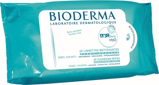 Bioderma ABC Derm H2O 60 Lingettes Nettoyantes | Bain - Toilette