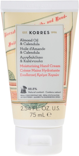 Korres KH Crème Mains Almond Oil &amp; Calendula 75ml | Mains Hydratation et Beauté