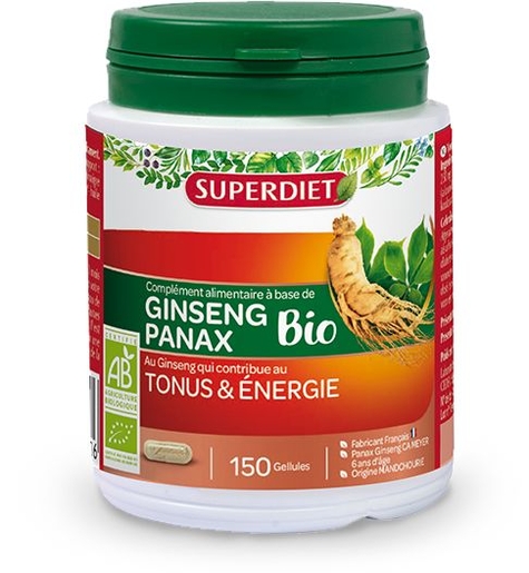 SuperDiet Ginseng Bio 150 Gélules | Forme - Tonus
