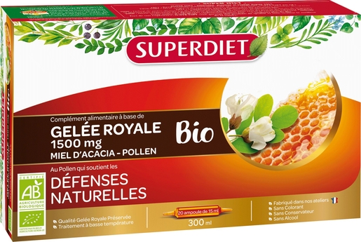 SuperDiet Gelée Royale Bio 20 Ampoules x 15ml | Produits Bio