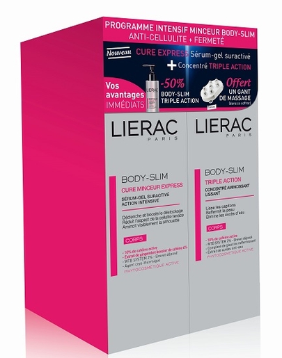 Lierac Coffret Minceur 3 Produits (avec body slim triple action à - 50% et gant de massage offert) | Crèmes amincissantes