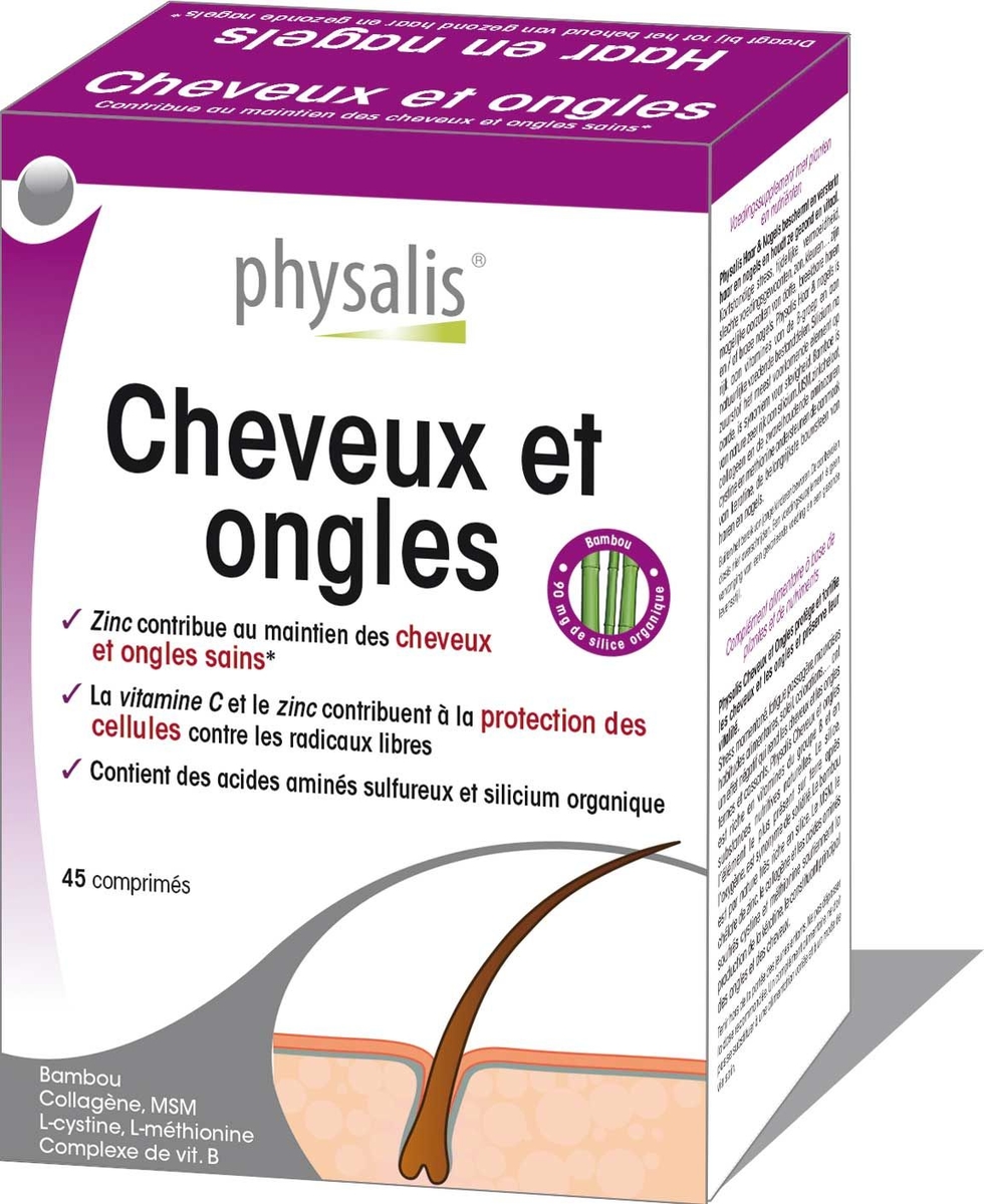 Physalis Ongles-Cheveux 45 Comprimés | Vitamines - Chute de cheveux