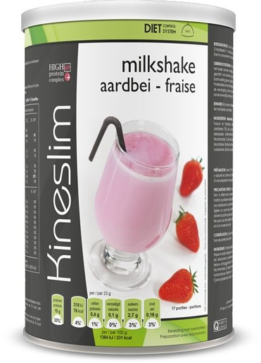 Kineslim Milkshake Fraise Poudre 400g | Régimes protéinés