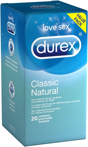 Durex Classic Natural Condoms 20 | Préservatifs