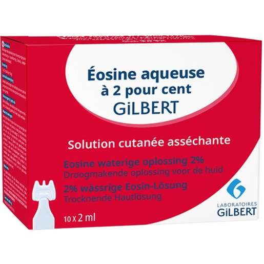 Gilbert Eosine Aqueuse Solution 2% Sterile Unidoses 10x2ml | Désinfectants