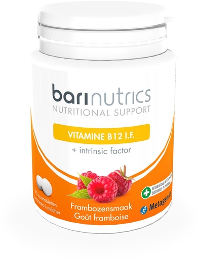 BariNutrics Vitamine B12 IF Framboise 90 Comprimés à Mâcher | Stress - Relaxation