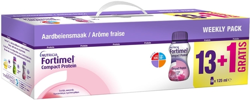Fortimel Compact Protein Week Pack Fraise 14x125ml (13 + 1 gratis) | Nutrition orale