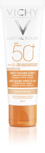 Vichy Ideal Soleil Soin Anti-Taches Teinté 3en1 IP50+ 50ml | Protection visage