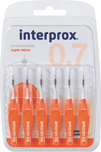 Interprox Premium 6 Brossettes Interdentaires Super Micro 0,7mm | Fil dentaire - Brossette interdentaire