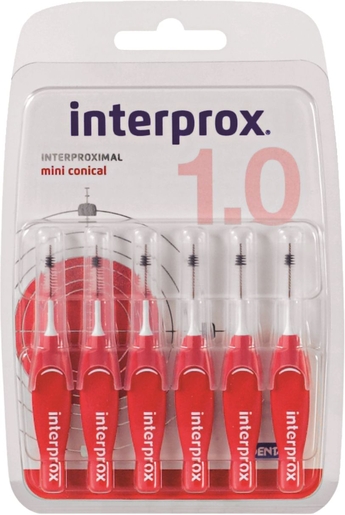 Interprox Premium 6 Brossettes Interdentaires Mini Conical 1,0mm | Fil dentaire - Brossette interdentaire