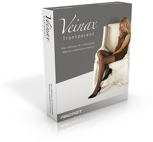 Veinax Transparent Mi-Bas (Couleur Noir - Classe 2 - Taille 2) | Jambe - Genou - Cheville - Pied