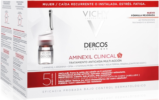 Vichy Dercos Aminexil Clinical 5 Women 42 Ampoules x6ml | Chute des cheveux