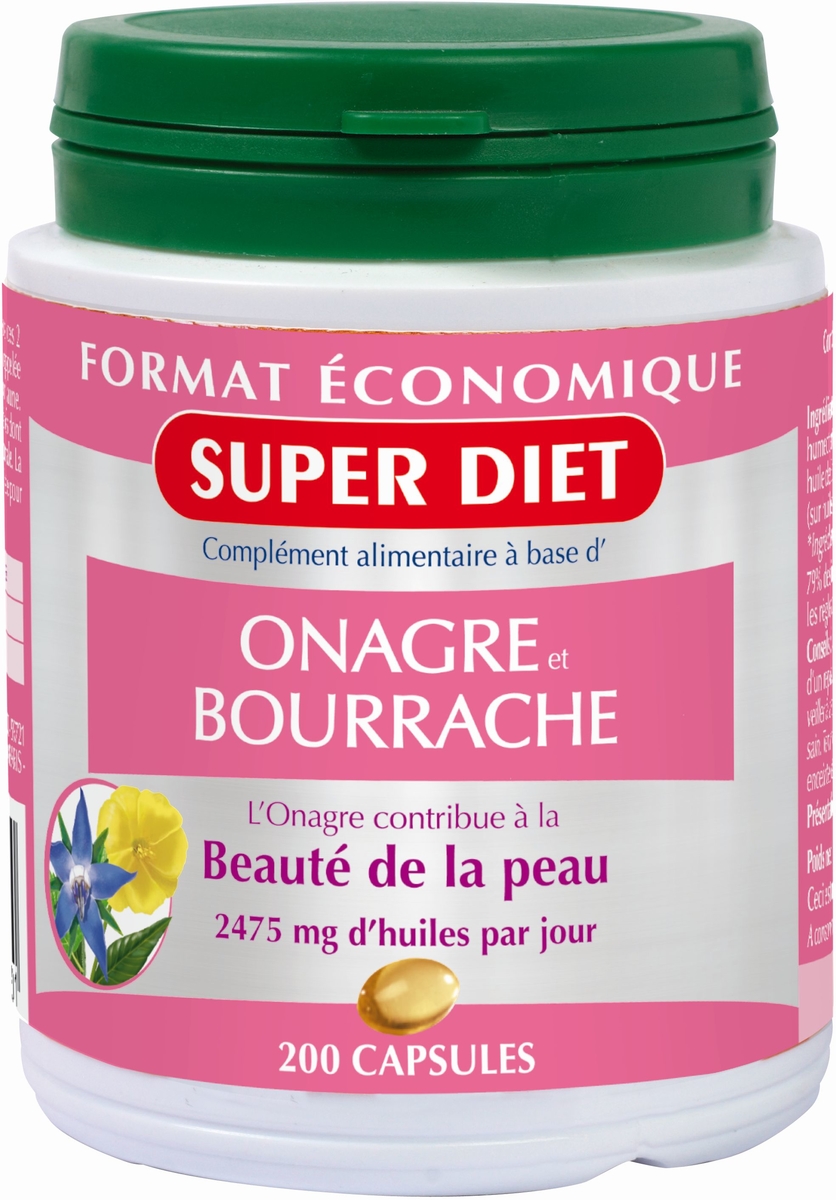 Super Diet Onagre Bourrache 200 Capsules Peau 9331