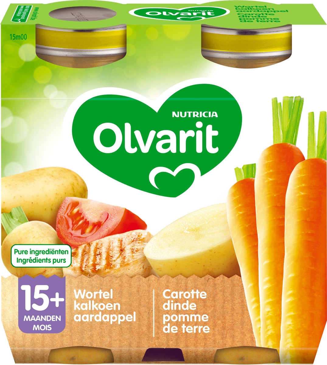 Olvarit Repas Carotte Dinde Puree 2x250g 15 Mois Alimentation