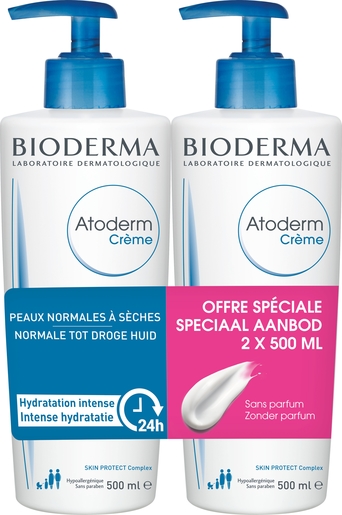 Bioderma Atoderm Crème Nourrissante 2x500ml (prix découverte) | Sécheresse cutanée sévère