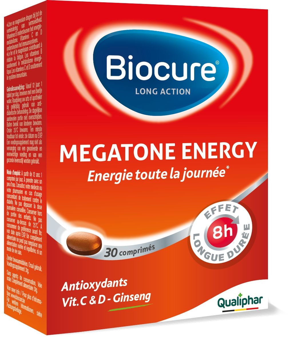 Biocure Long Action Megatone Energy Boost 30 Comprimes Multivitamines