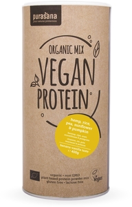 Purasana Organic Mix Vegan Protein Bio Hemp-Rice-Pea-Sunflower-Pumpkin (banana-vanilla) 400g