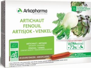 Arkofluides Artichaut Fenouil Bio 20 Ampoules