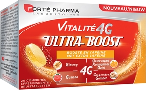 Vitalite 4G Ultra Boost Caféine 20 Comprimés Effervescents