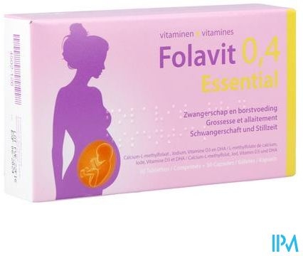 Folavit 0,4mg Essential 30 Comprimés + 30 Capsules | Vitamines et compléments alimentaires grossesse