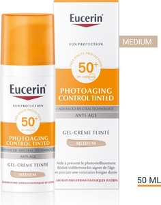 Eucerin Sun Photoaging Control Tinted SPF 50+ Gel-Crème Teinté Medium Anti-Age avec pompe 50ml