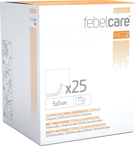 Febelcare MED2 25 Compresses Non-Adhérentes Stériles 5x5cm