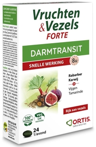 Ortis Fruits &amp; Fibres Forte Transit Intestinal Action Rapide 24 Comprimés