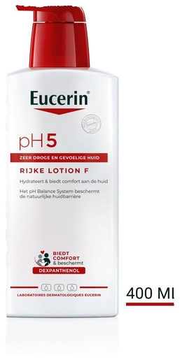 Eucerin pH5 Rijke Lotion F Zeer Droge en Gevoelige Huid met pomp  400ml | Hydratatie - Voeding