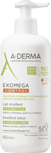 A-Derma Exomega Control Lait Emollient 400ml | Irritations cutanées