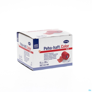 Peha-Haft Color 1 Bande de Fixation Cohésive Rouge Sans Latex 6 cm x 20 m