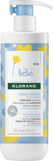 Klorane Baby Wascrème Cold Cream 500ml (nieuwe formule) | Melkkorstjes